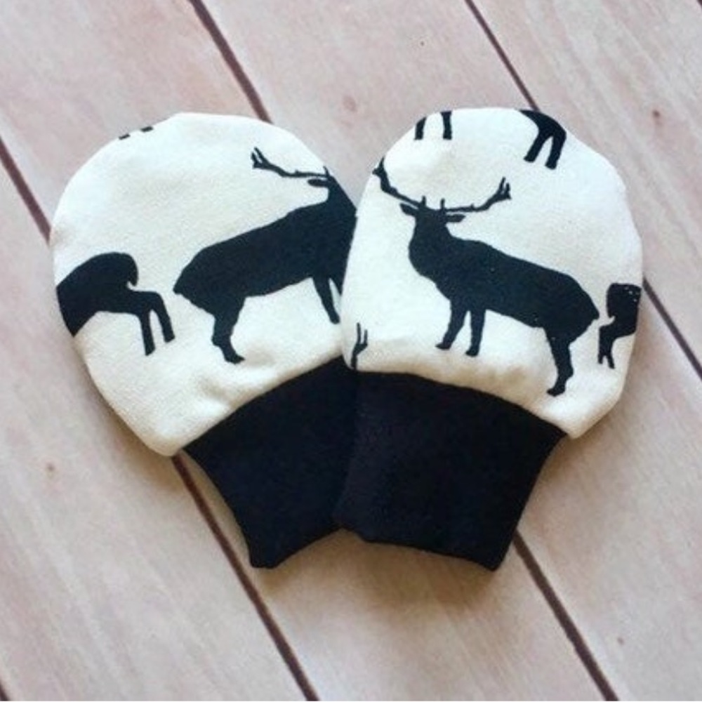 Deer baby organic  handmade No scratch mittens